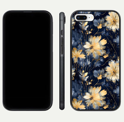 Royal Petal Dream Glass Case for iPhone 8 Plus front & back layout showing floral pattern and clean edge finish