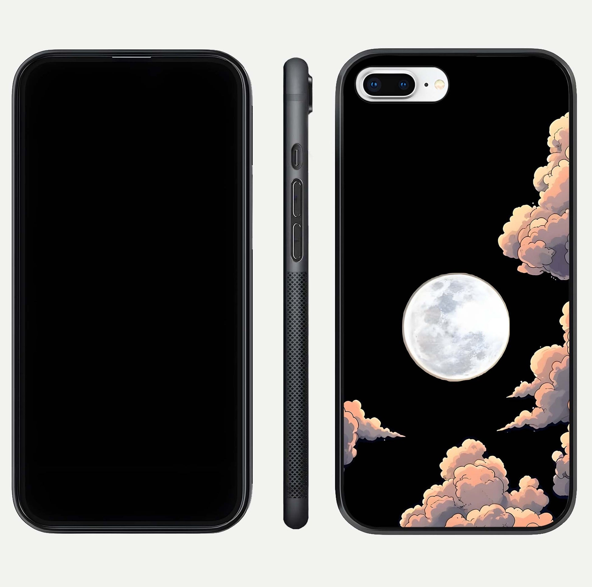 Shade Cloud Moon Glass Case for iPhone 8 Plus front & back layout showing soft gradient tones and edges