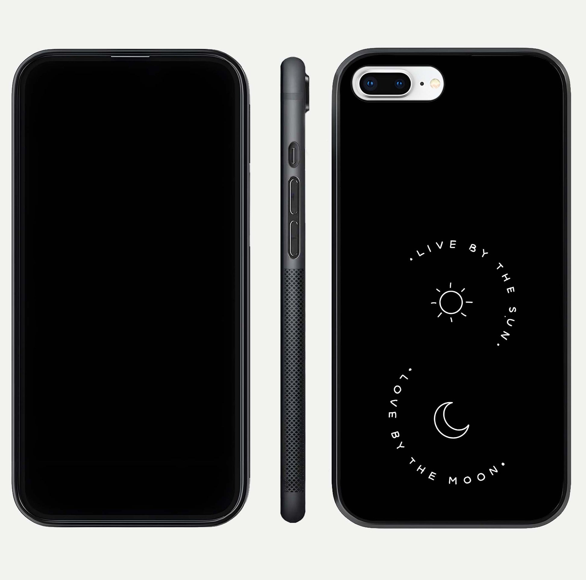 Sun Moon Balance Glass Case for iPhone 8 Plus front & back layout showing smooth gradient and balanced design