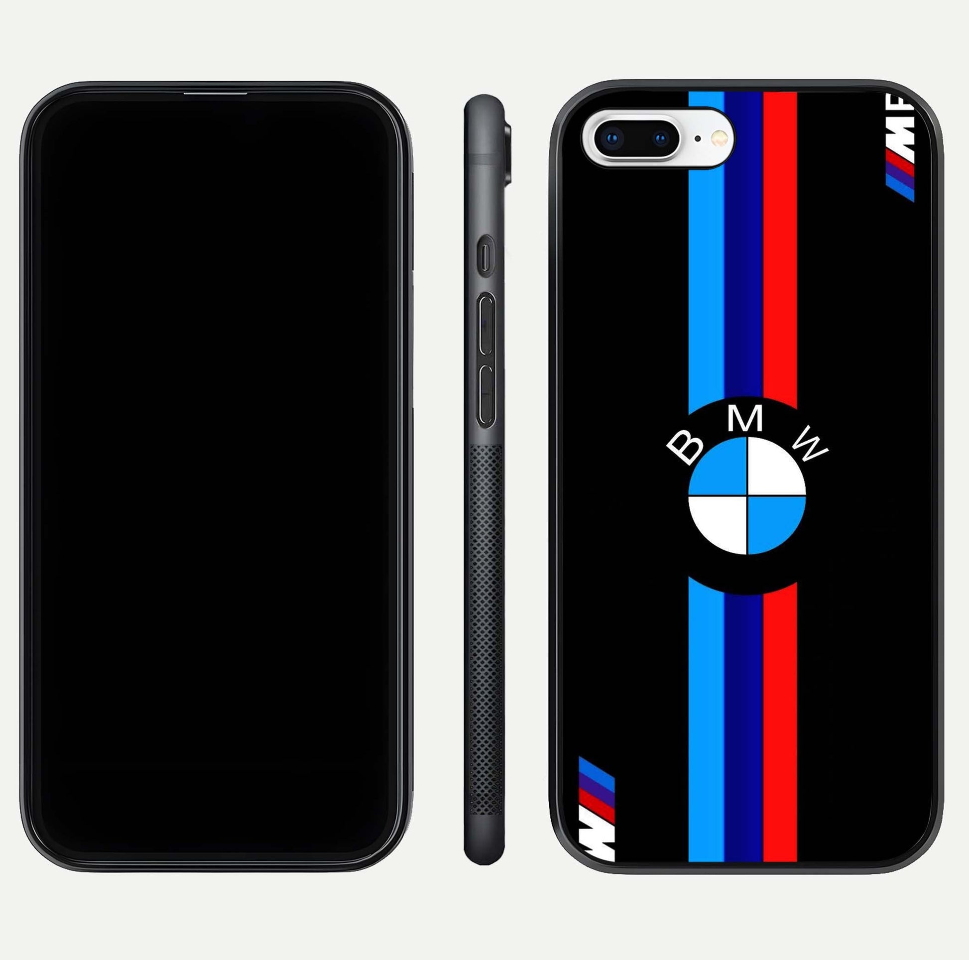 Turbo BMW Beast Glass Case for iPhone 8 Plus front & back layout showing bold design and smooth finish
