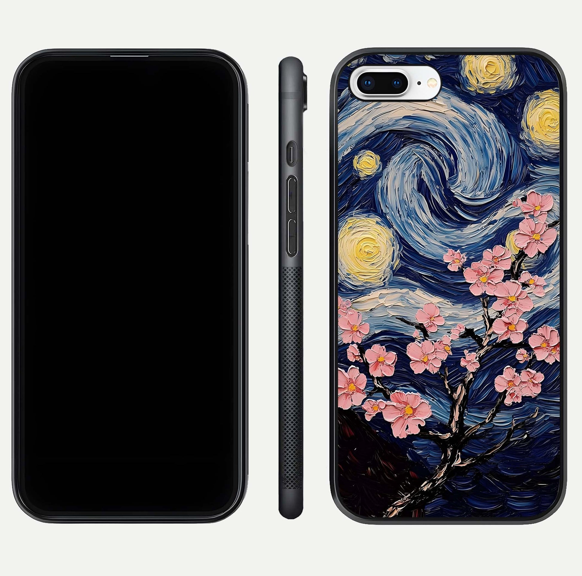 Van Gogh Scenery Glass Case for iPhone 16 Pro front & back layout showing vibrant tones and detailed design
