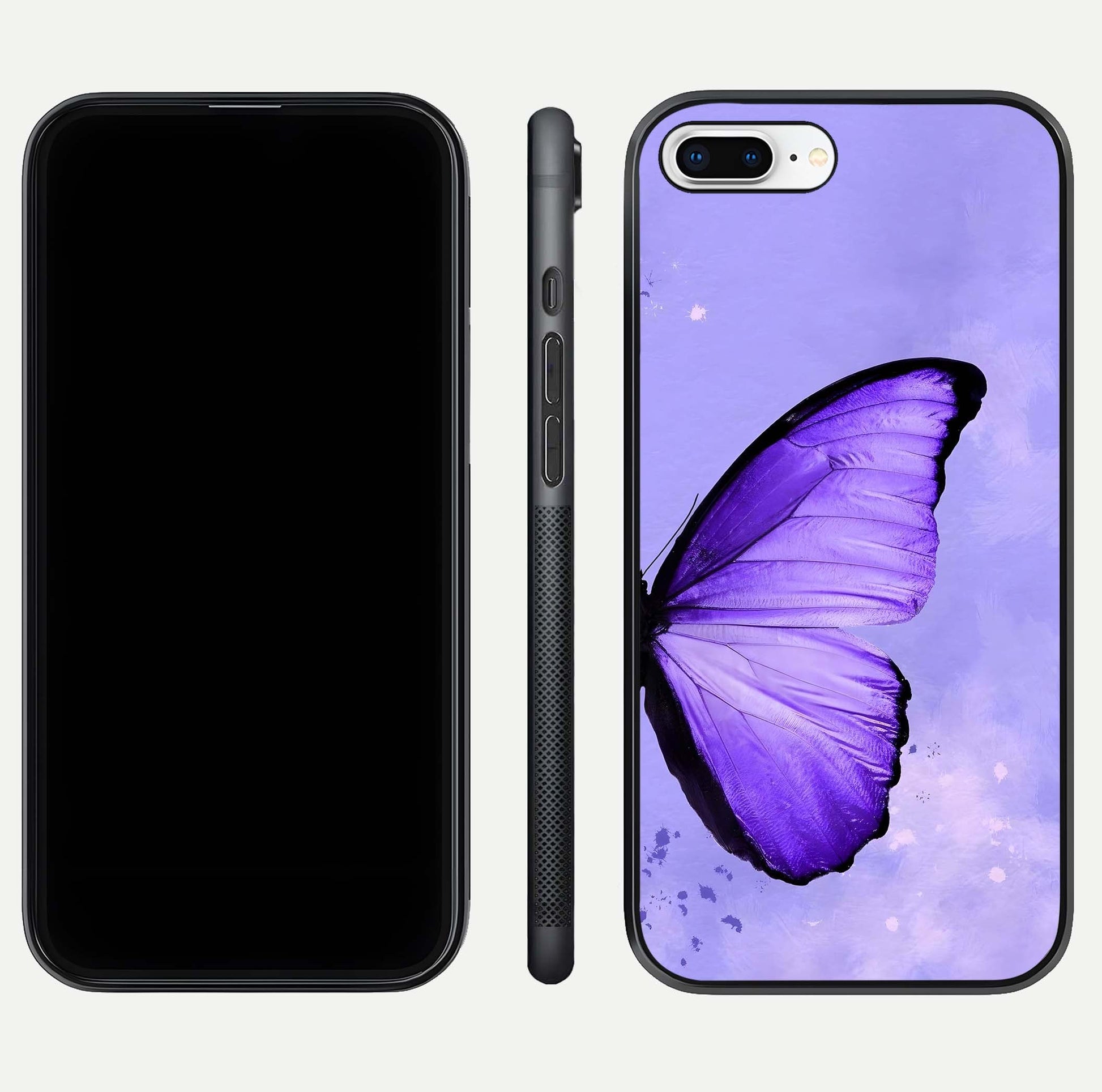 Violet Dream Wing Glass Case for iPhone 16 Pro front & back layout showing violet tones and smooth edges