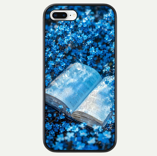 Blue Bloom Tales Glass Case For iPhone 16 Pro by Custom World