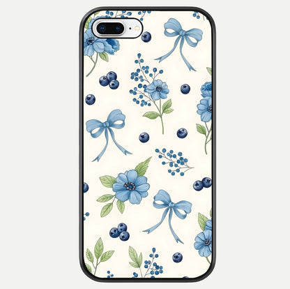 Blue Flower & Bow Glass Case For iPhone 16 Pro by Custom World