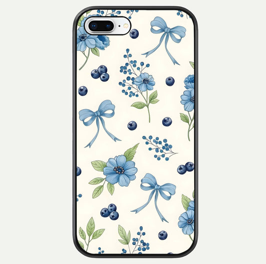 Blue Flower & Bow Glass Case For iPhone 16 Pro by Custom World
