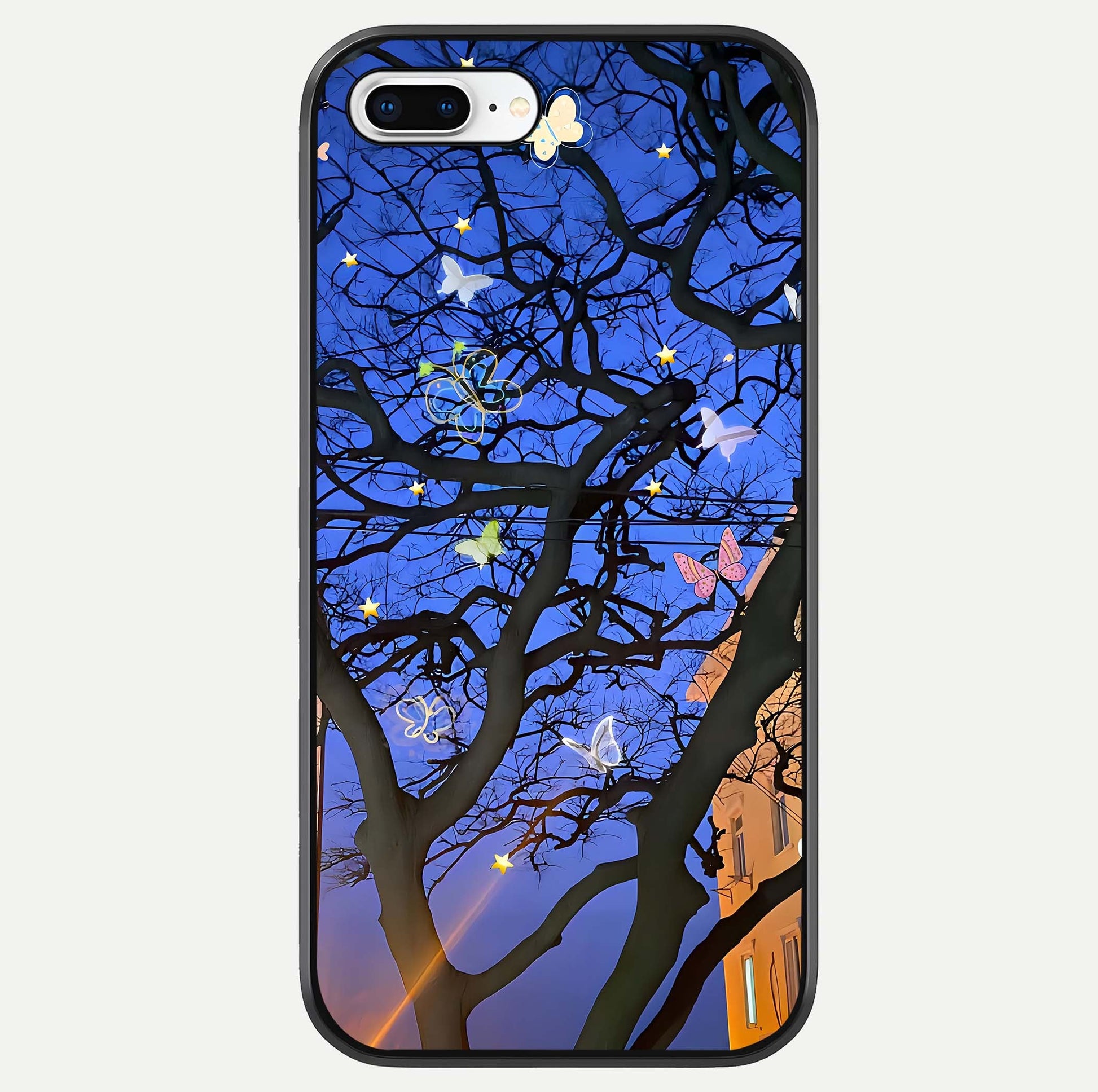 Butterfly Night Magic Glass Case For iPhone 8 Plus by Custom World