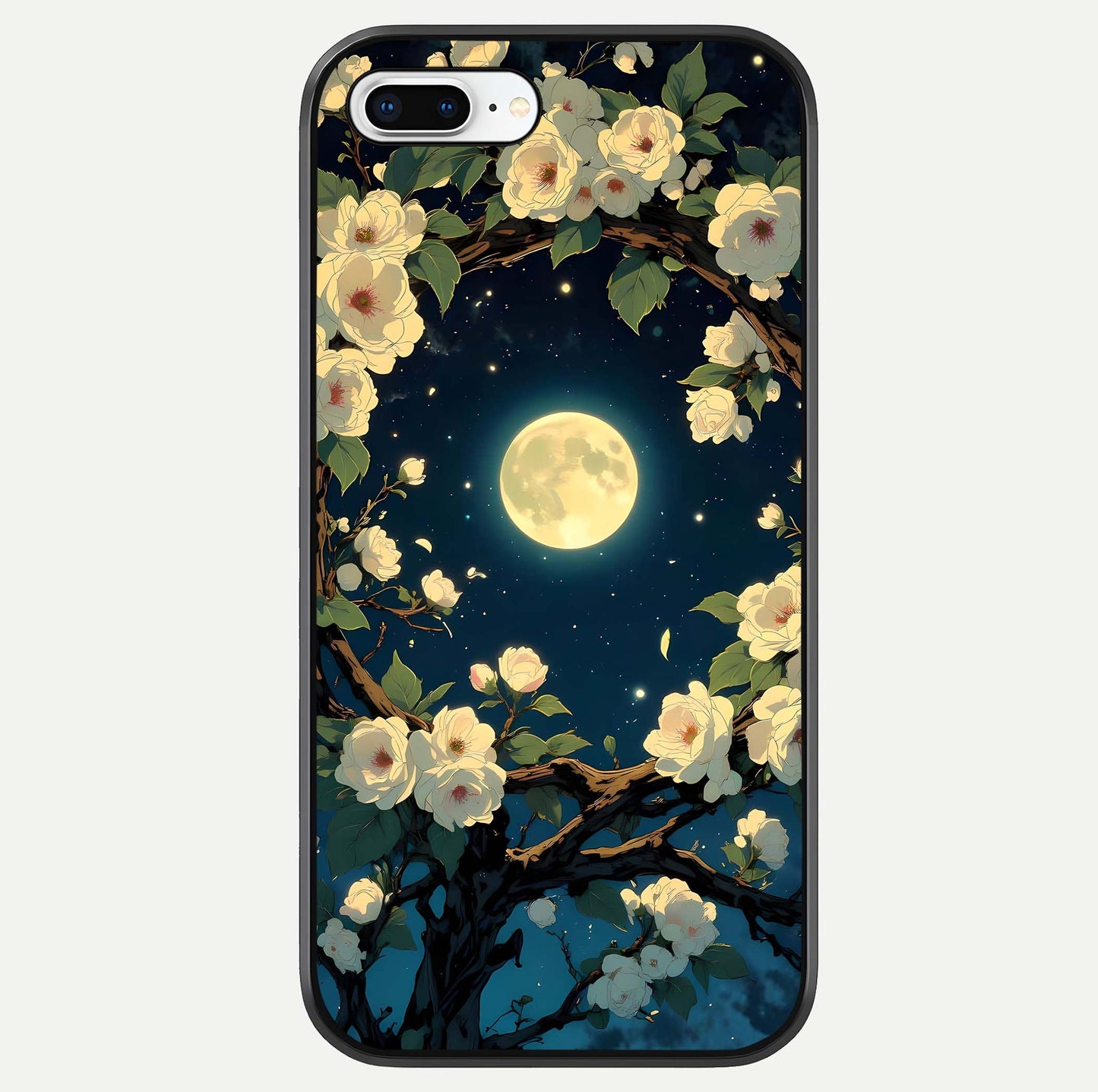Celestial Moon & Flower Glass Case For iPhone 8 Plus by Custom World