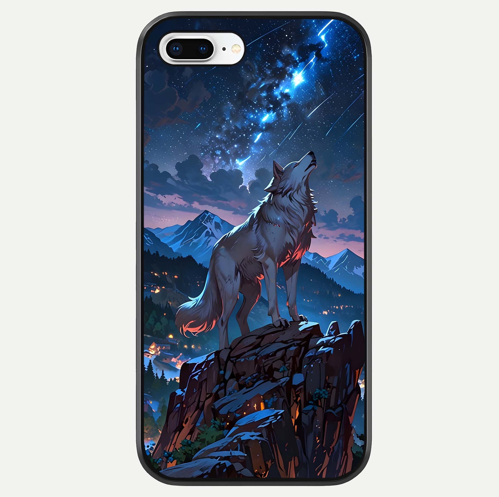 Celestial Wolf Howl Glass Case For iPhone 8 Plus by Custom World