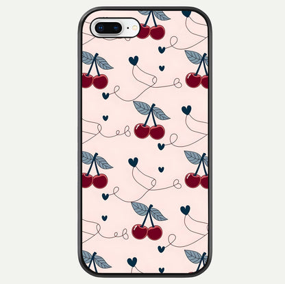 Cherry Heart Line Glass Case For iPhone 8 Plus by Custom World