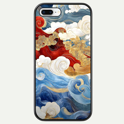 Colored Waves Glass Case For iPhone 8 Plus by Custom World