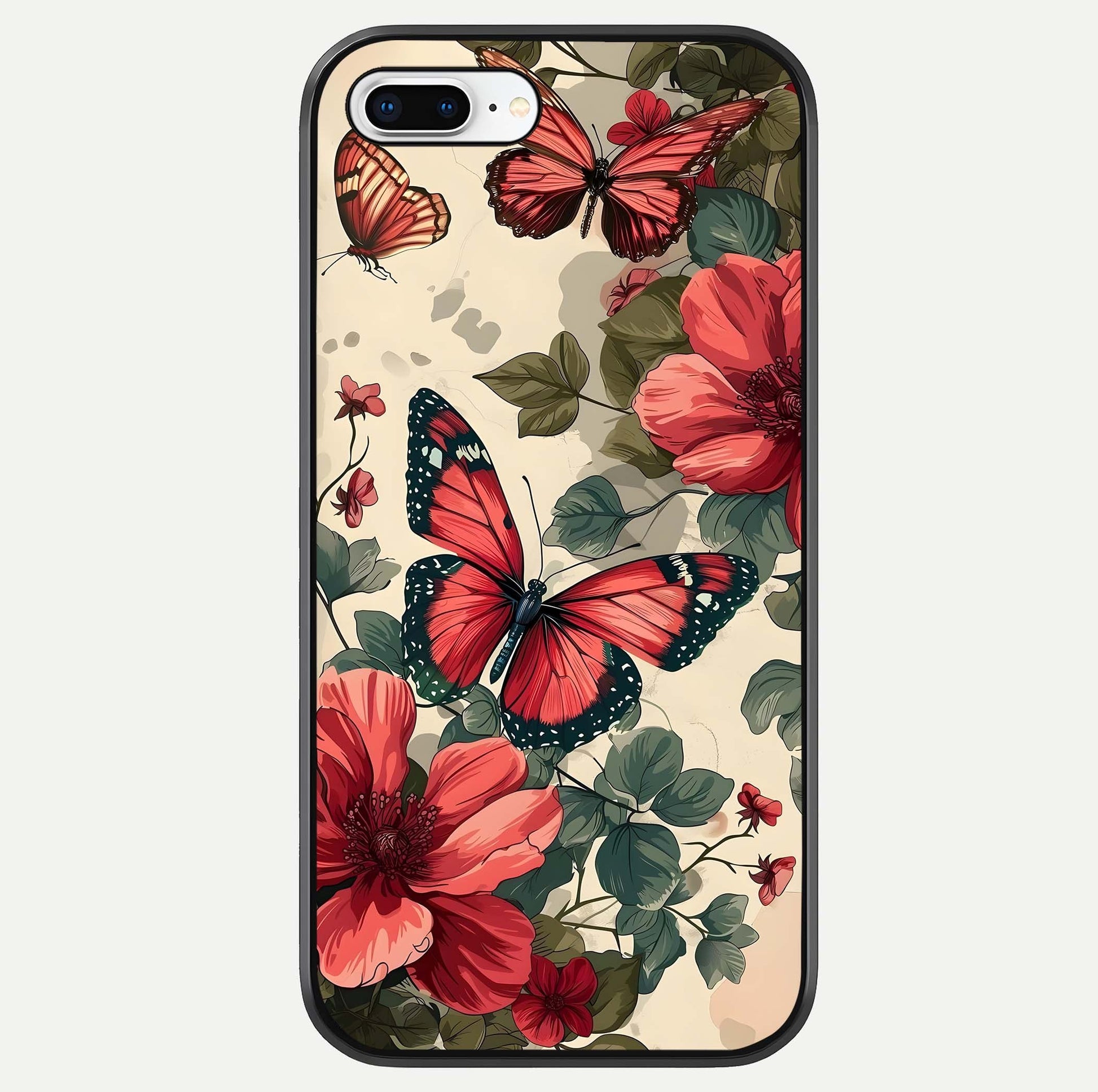 Crimson Butterfly Garden Glass Case For iPhone 8 Plus by Custom World