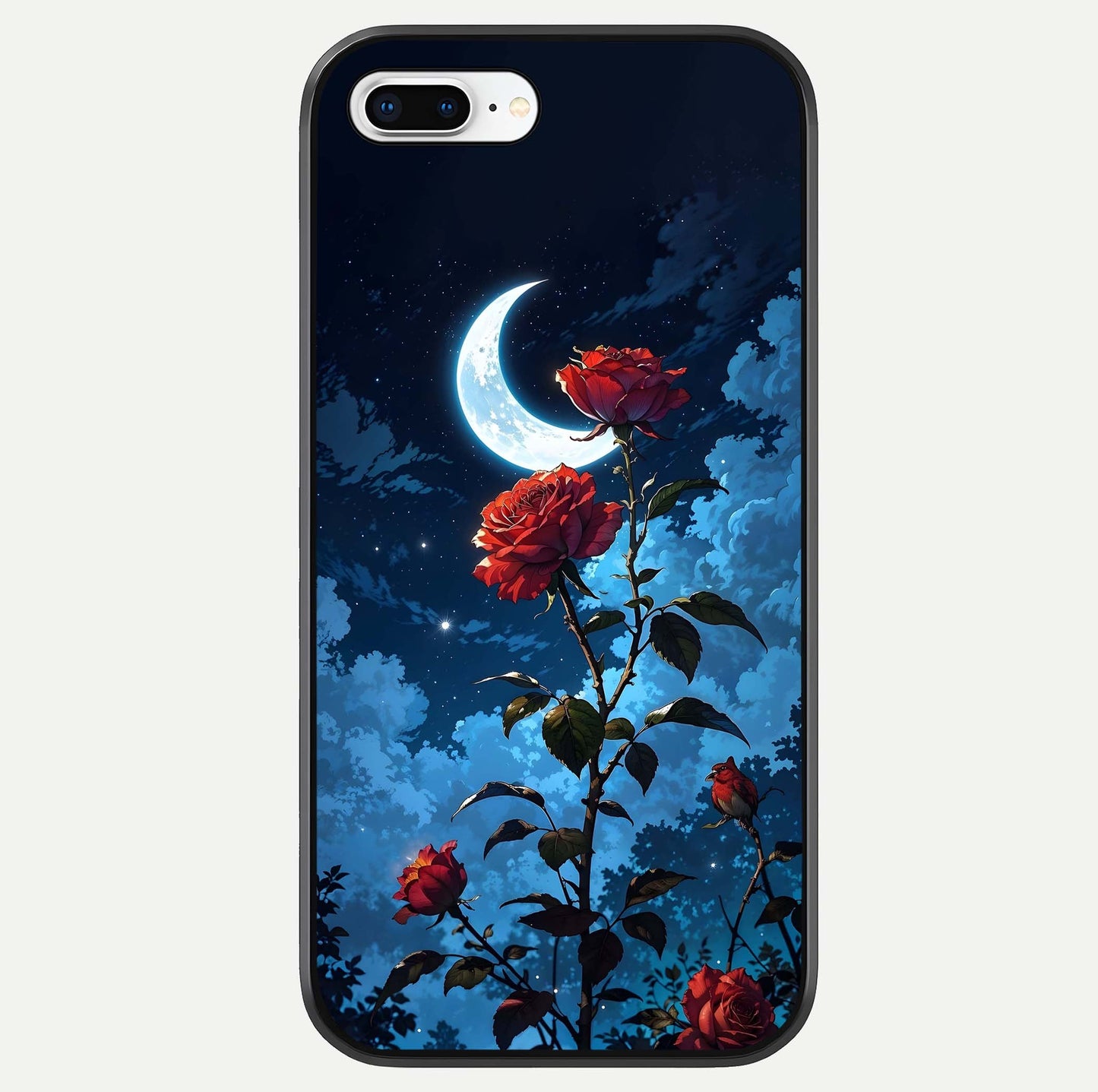 Crimson Rose Moon Glass Case For iPhone 8 Plus by Custom World