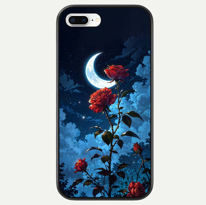Crimson Rose Moon Glass Case For iPhone 8 Plus by Custom World