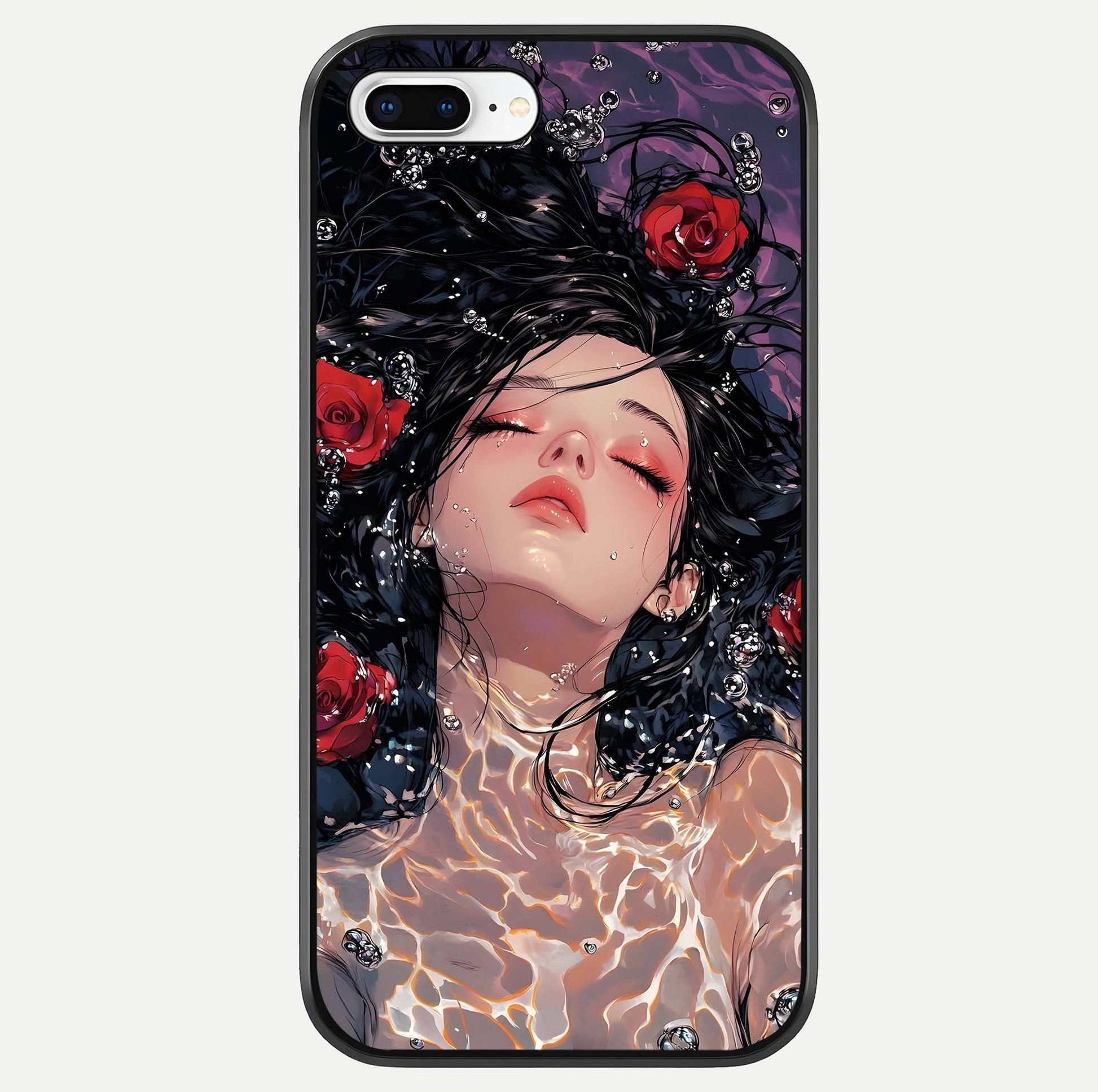 Crimson Rose Serenity Glass Case For iPhone 8 Plus by Custom World