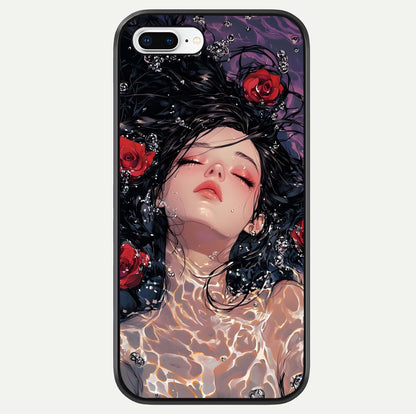 Crimson Rose Serenity Glass Case For iPhone 8 Plus by Custom World