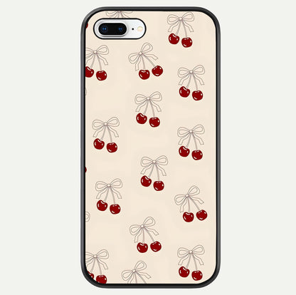 Cute Cherry Pattern Glass Case For iPhone 8 Plus by Custom World