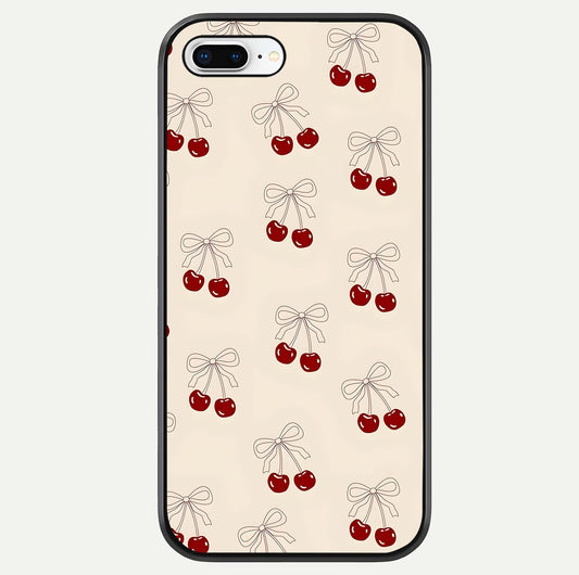 Cute Cherry Pattern Glass Case For iPhone 8 Plus by Custom World