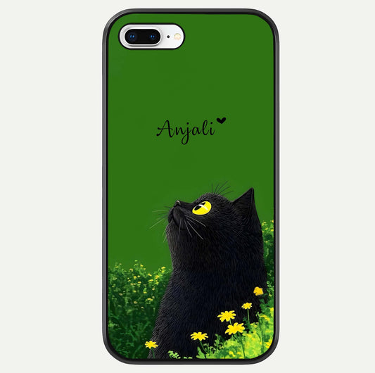 Emerald Cat Custom Name Glass Case For iPhone 8 Plus by Custom World