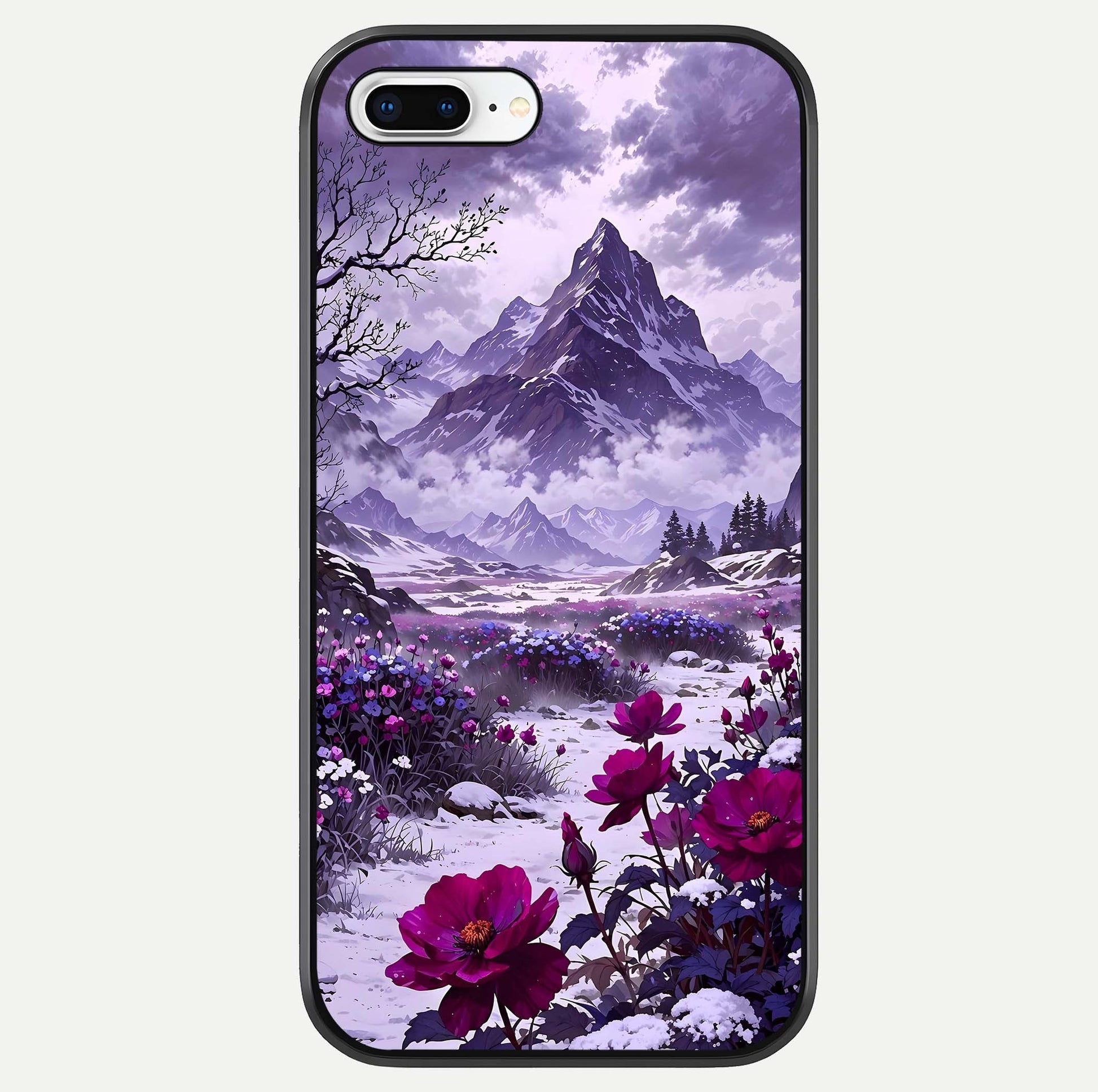 Flower Mountain View Glass Case For iPhone 8 Plus by Custom World