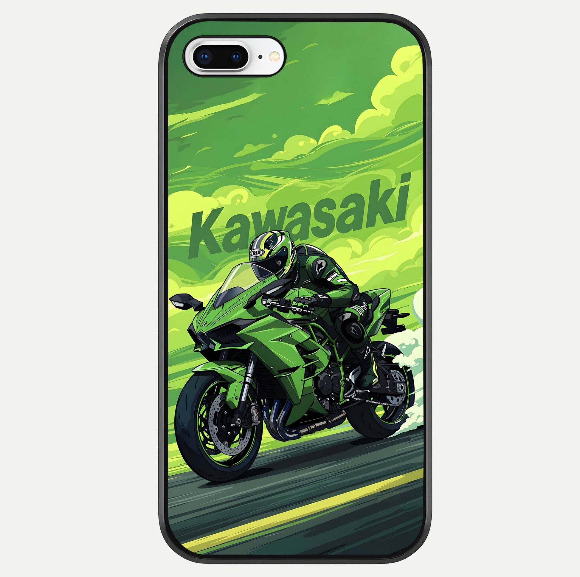 Green Kawasaki Glass Case For iPhone 8 Plus by Custom World