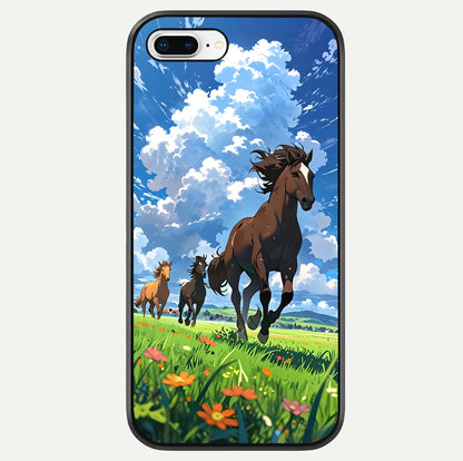 Majestic Horses Galloping Glass Case For iPhone 8 Plus by Custom World