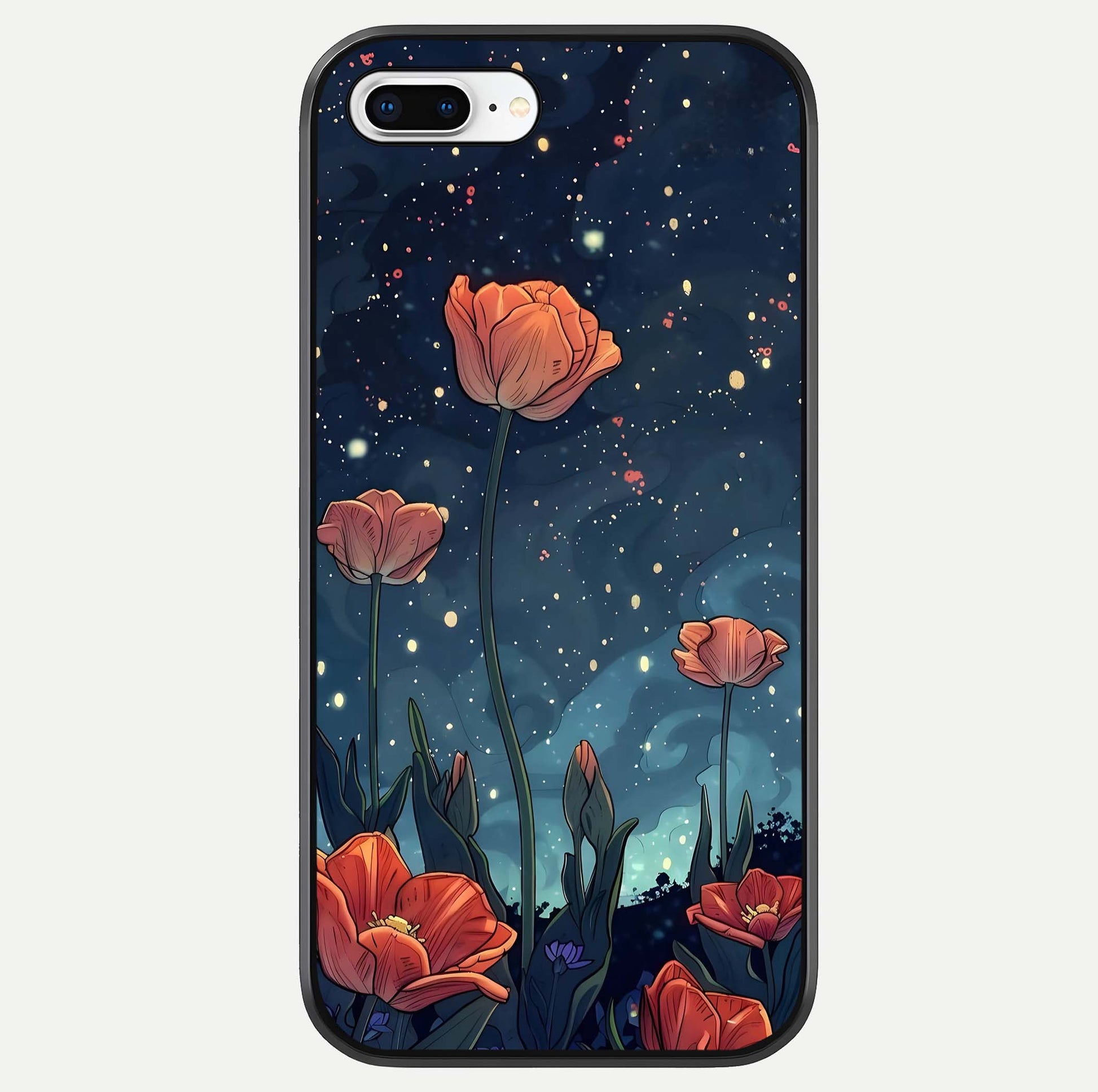 Midnight Tulip Glow Glass Case For iPhone 8 Plus by Custom World