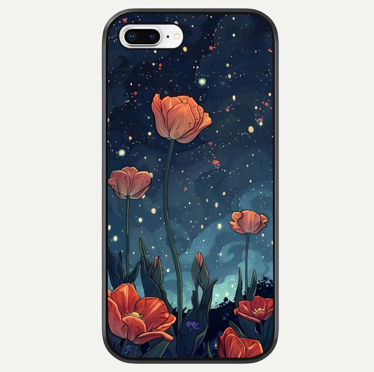 Midnight Tulip Glow Glass Case For iPhone 8 Plus by Custom World