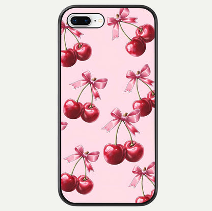 Red Cherries Pattern Glass Case For iPhone 8 Plus by Custom World
