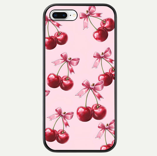 Red Cherries Pattern Glass Case For iPhone 8 Plus by Custom World