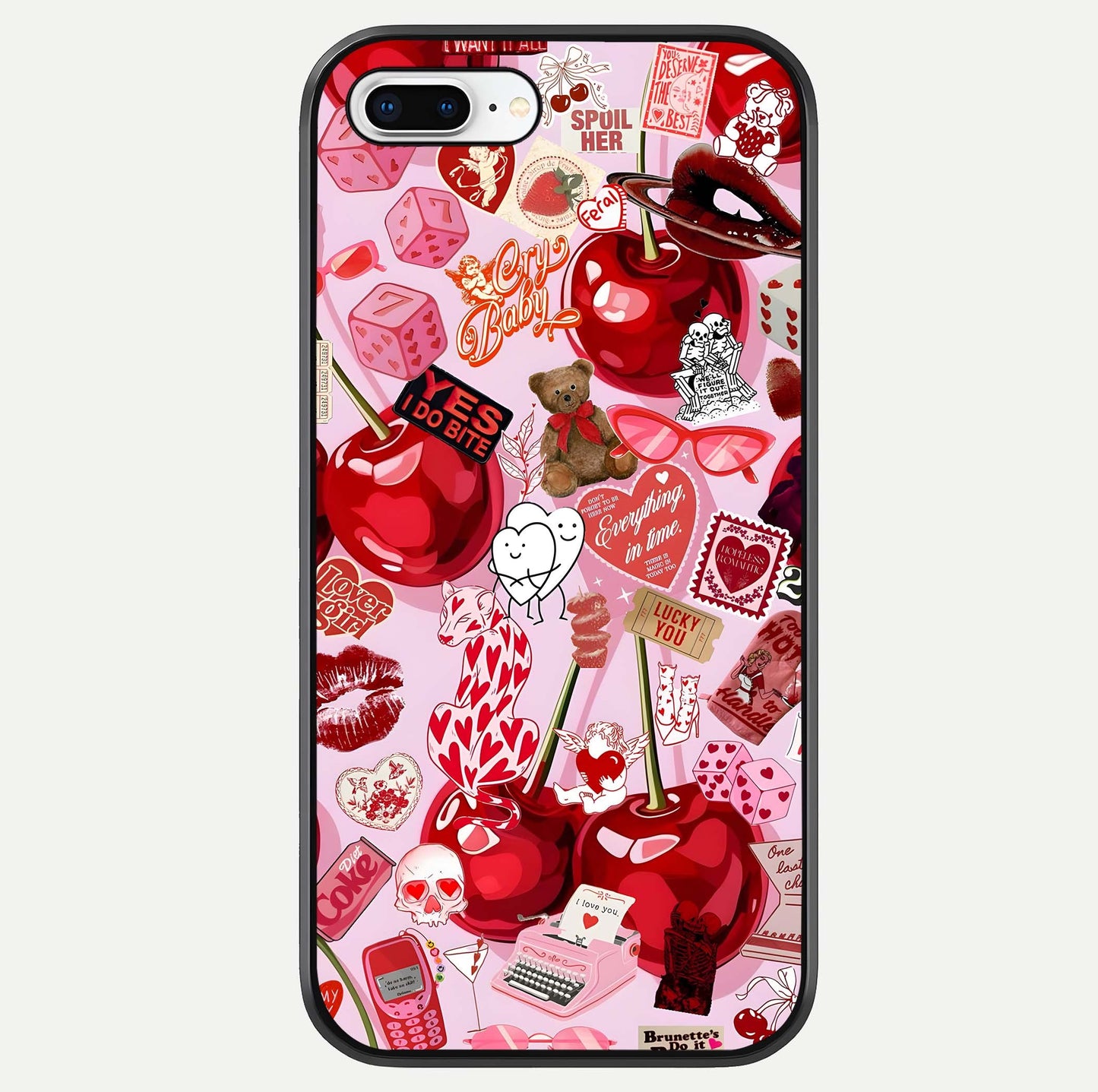 Sweet Cherry Chaos Glass Case For iPhone 8 Plus by Custom World