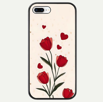 Tulip With Heart Glass Case For iPhone 8 Plus by Custom World