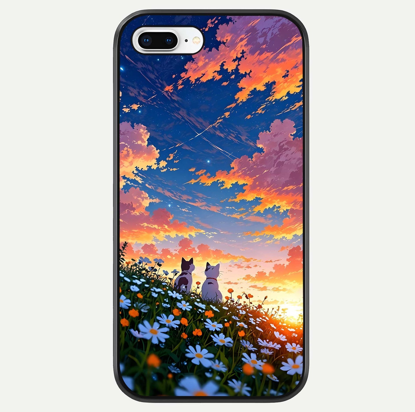 Two Cats Friends Glass Case For iPhone 16 Pro by Custom World