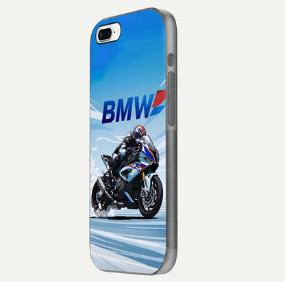 BMW Power Drift Glass Case for iPhone 8 Plus side-angle image emphasizing smooth finish and detailed design