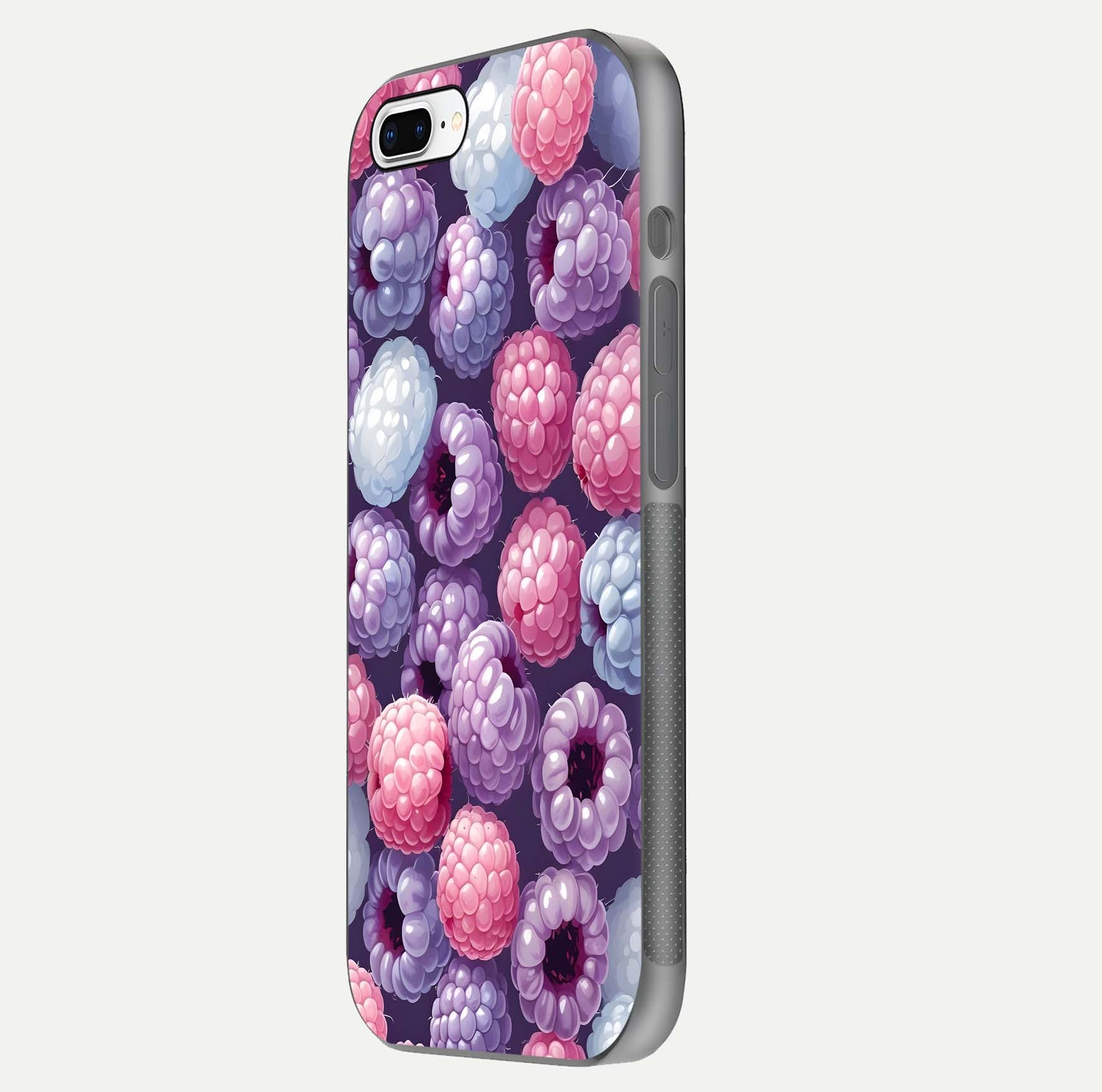 Berry Candy Pop Glass Case for iPhone 16 Pro side-angle image with bright color tones and smooth reflection