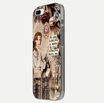 Bookish Dream World Glass Case for iPhone 8 Plus side-angle image showing detail depth and smooth corner polish