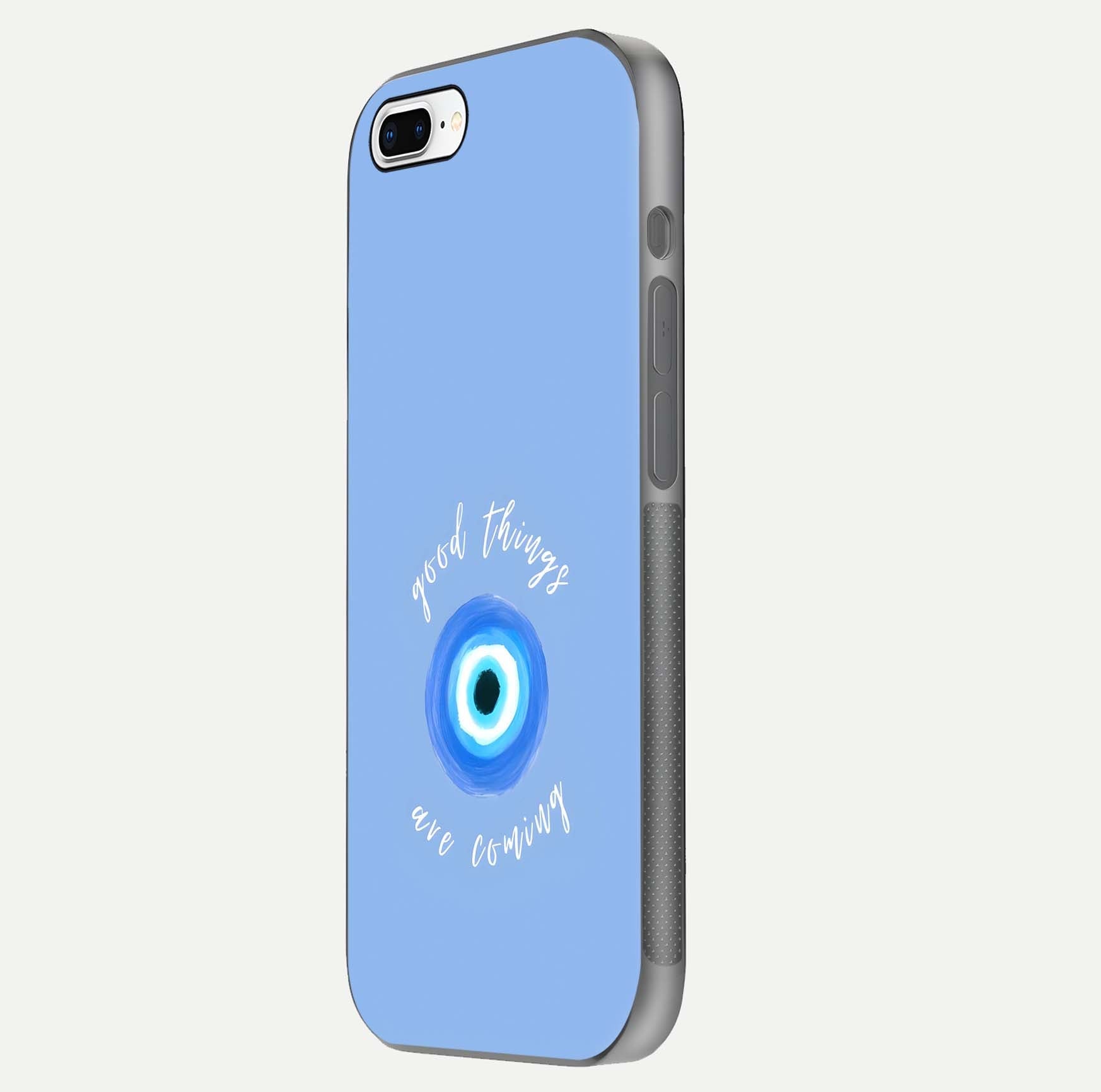 Bright Future Ahead Glass Case for iPhone 8 Plus side-angle image displaying edge smoothness and reflective surface