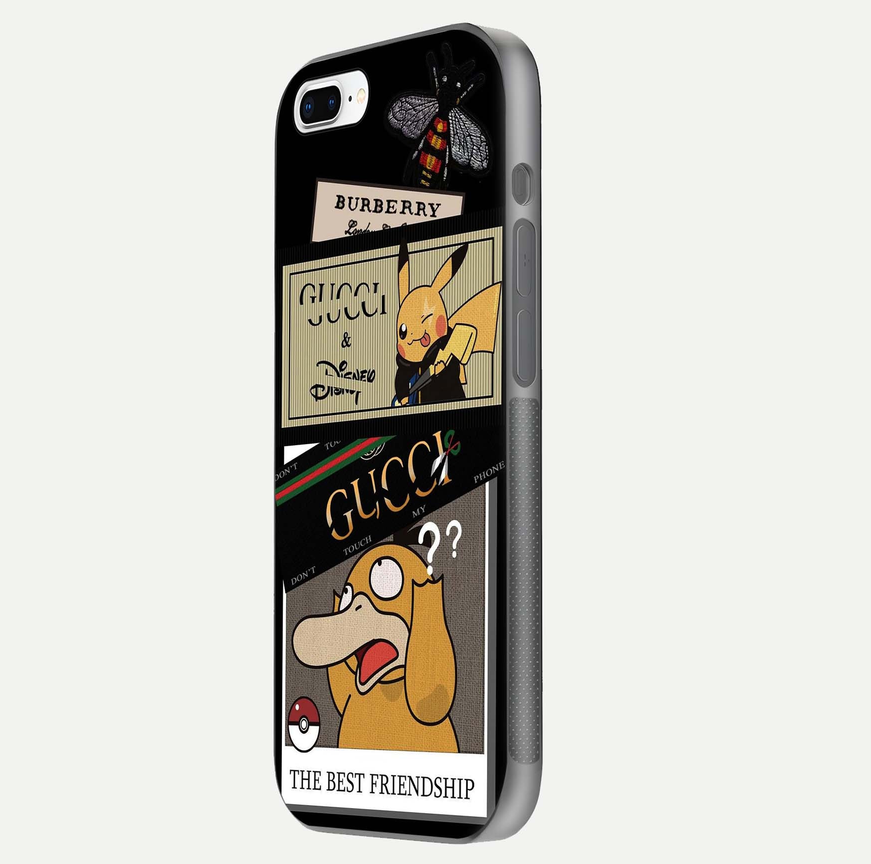 Cartoon Brand Play Mashup Glass Case for iPhone 8 Plus side-angle image showing reflection brightness and fun graphic mix