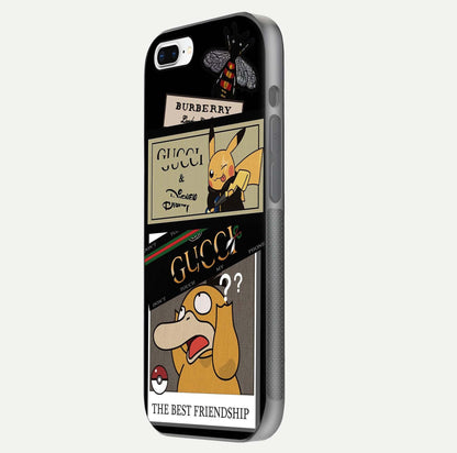 Cartoon Brand Play Mashup Glass Case for iPhone 8 Plus side-angle image showing reflection brightness and fun graphic mix
