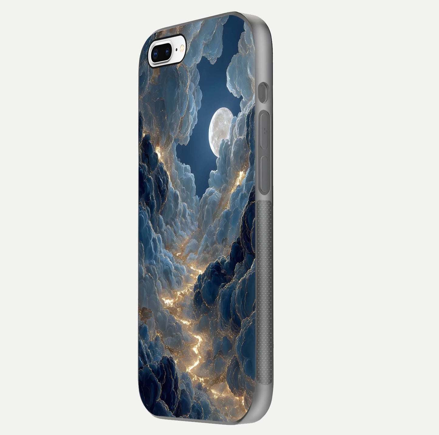 Celestial Cloud Road Glass Case for iPhone 8 Plus side-angle image showing soft pastel tones and edge clarity