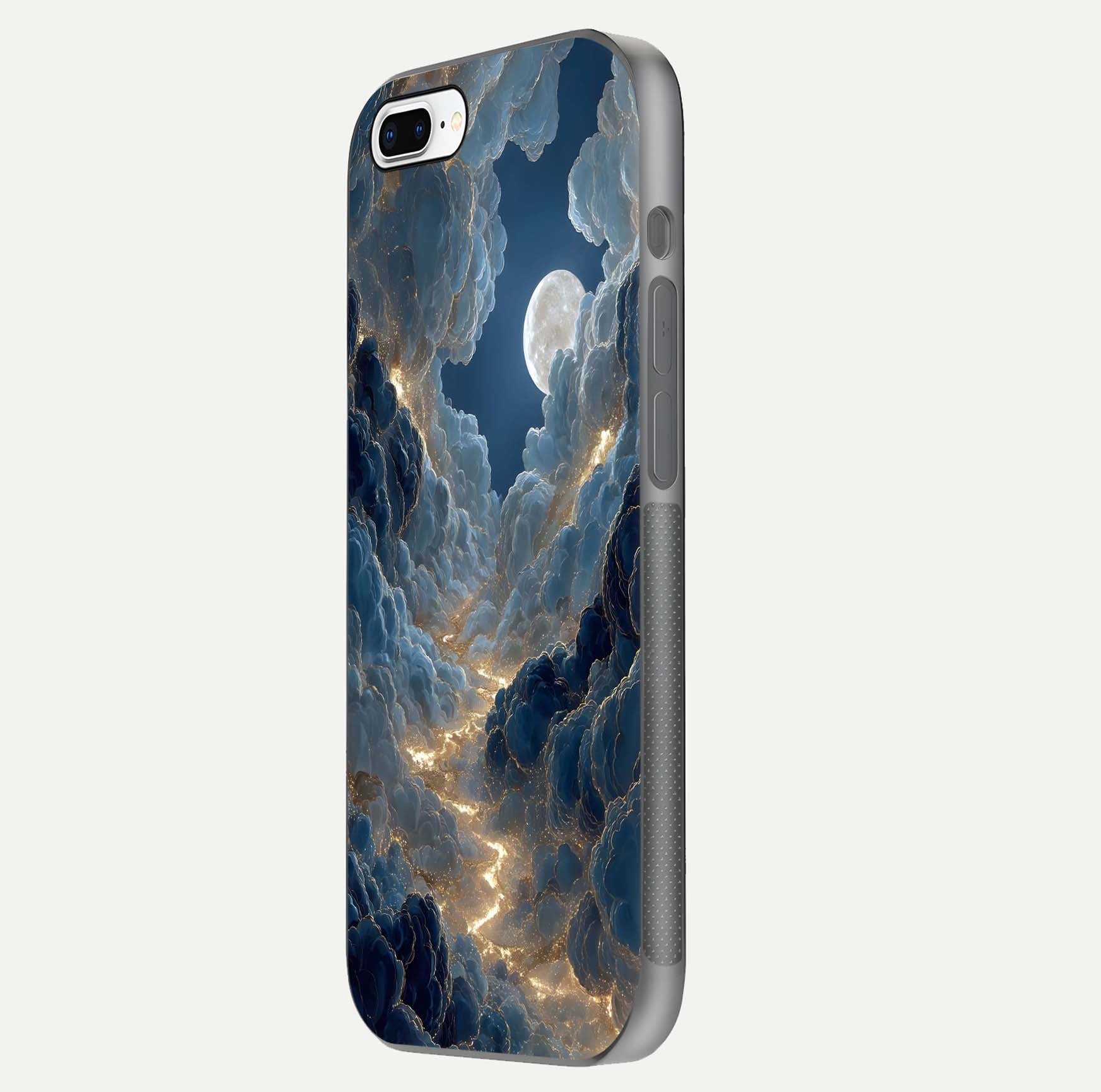 Celestial Cloud Road Glass Case for iPhone 8 Plus side-angle image showing soft pastel tones and edge clarity