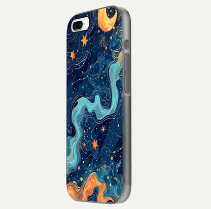 Celestial Dream Flow Glass Case for iPhone 8 Plus side-angle image capturing color swirl and glass reflection