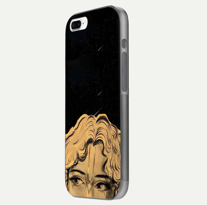 Celestial God’s Plan Glass Case for iPhone 8 Plus side-angle image showing gloss, camera frame, and cosmic tones
