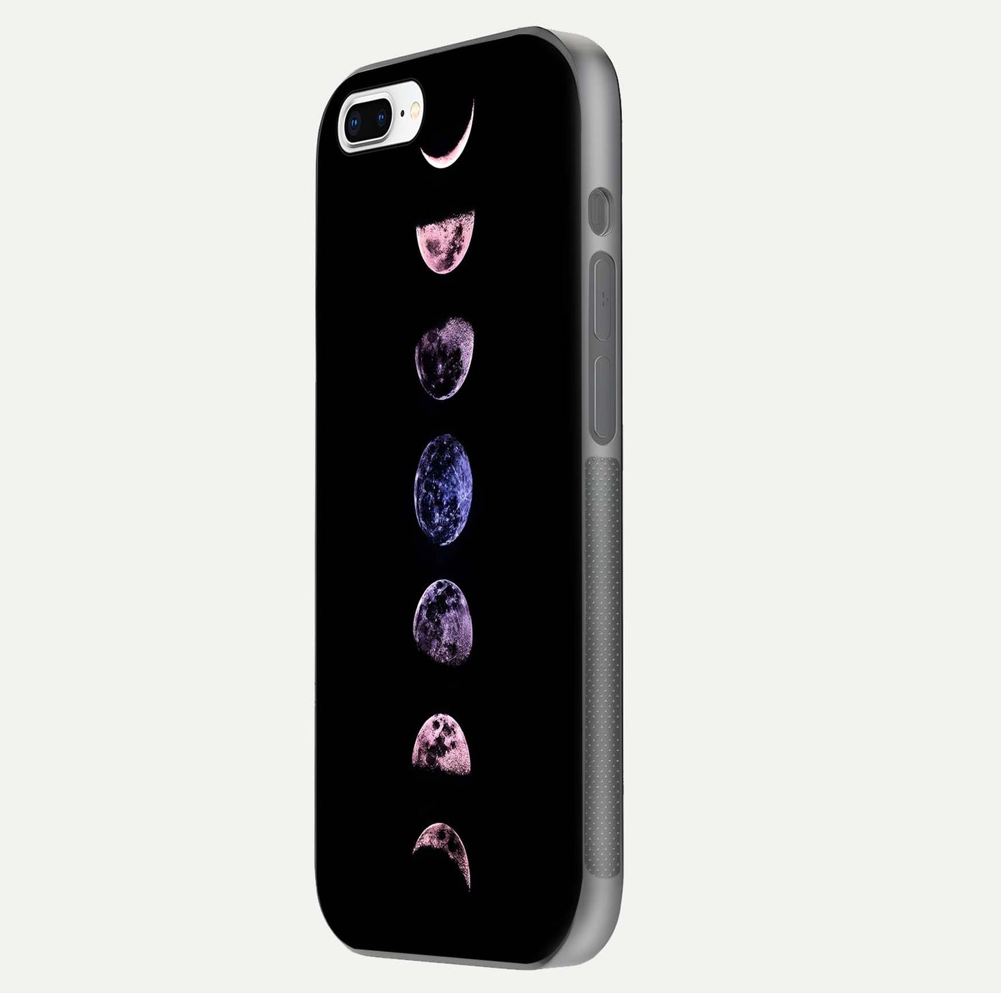 Crimson All Planets Glass Case for iPhone 8 Plus side-angle photo capturing edge glow and glass reflection