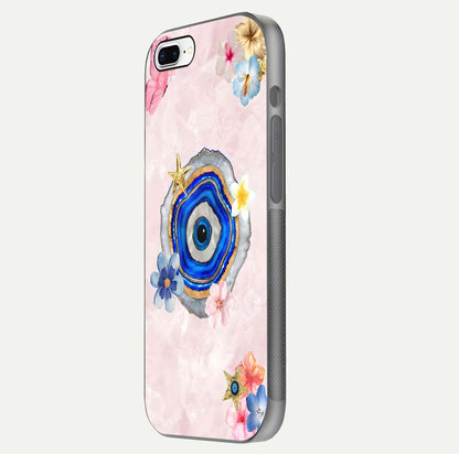 Divine Aura Bloom Glass Case for iPhone 8 Plus side-angle photo capturing reflection glow and premium polish