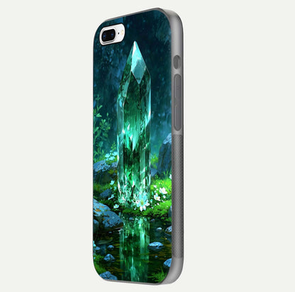 Emerald Light Crystal Glass Case for iPhone 8 Plus side-angle image showing gloss reflection and curved border