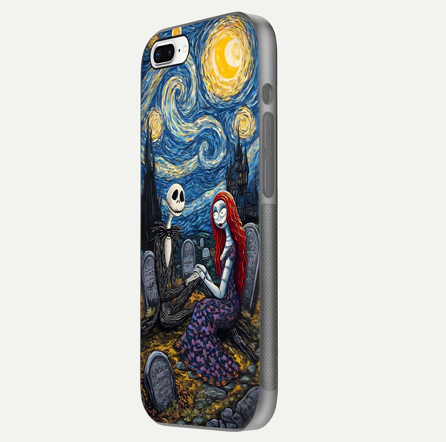 Eternal Night Love Glass Case for iPhone 8 Plus side-angle photo showing edge shine and soft reflection
