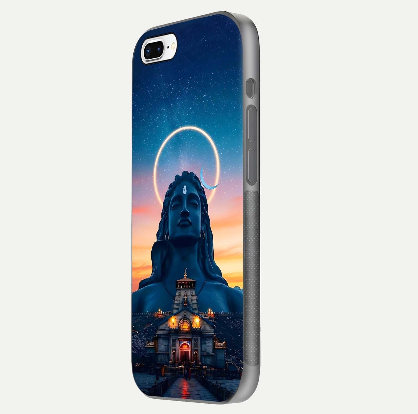 Eternal Shiva Aura Glass Case for iPhone 8 Plus side-angle image showing reflection clarity and rich tone