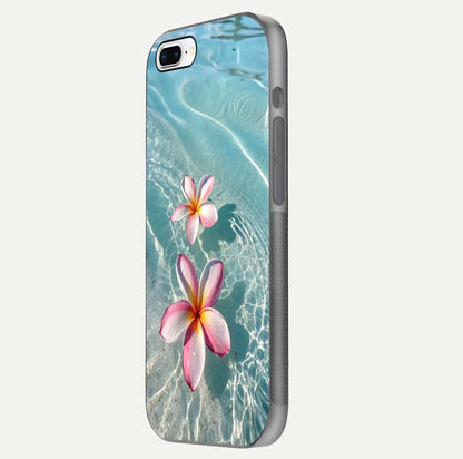 Floating Bloom Bliss Glass Case for iPhone 8 Plus side-angle photo showing smooth reflection and elegant curve