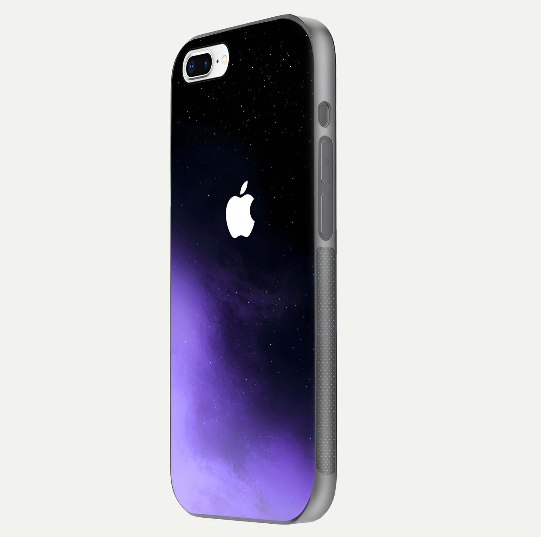 Galaxy Apple Aura Glass Case for iPhone 8 Plus side-angle image showing glossy surface and soft reflection hues