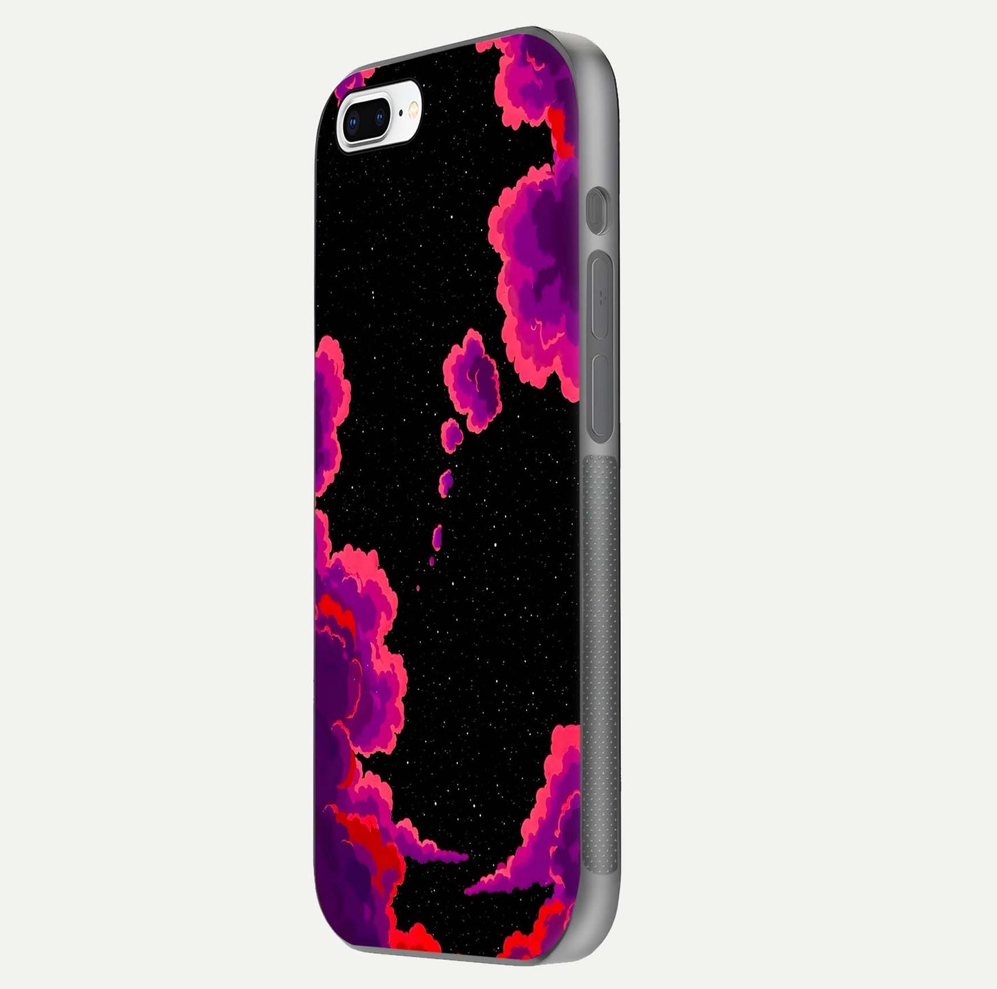 Galaxy Dream Frame Glass Case for iPhone 8 Plus side-angle image showing reflection light and premium finish